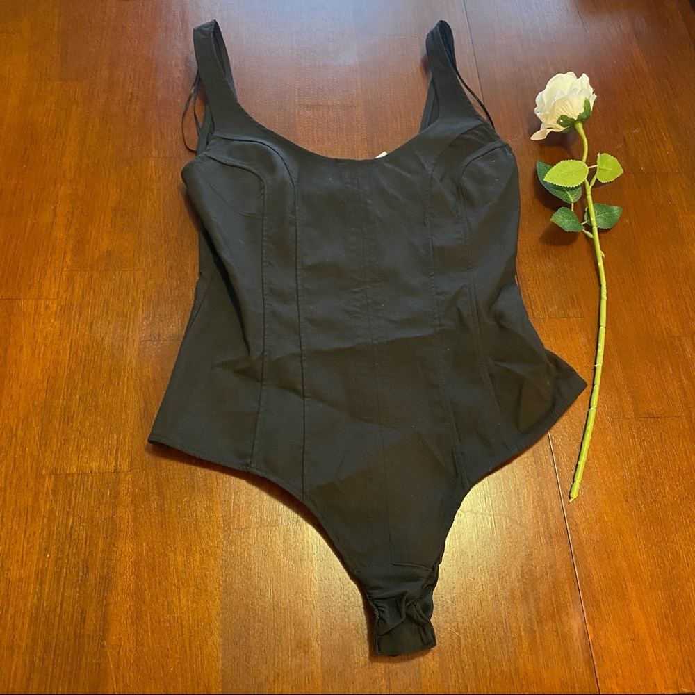 COPY - Zara black Fabric Corset Bodysuit size M, NWT 🤎